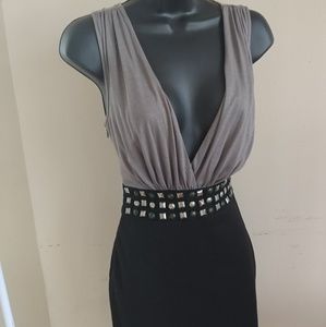 Women Metallic Gray and Black Cocktail Dress